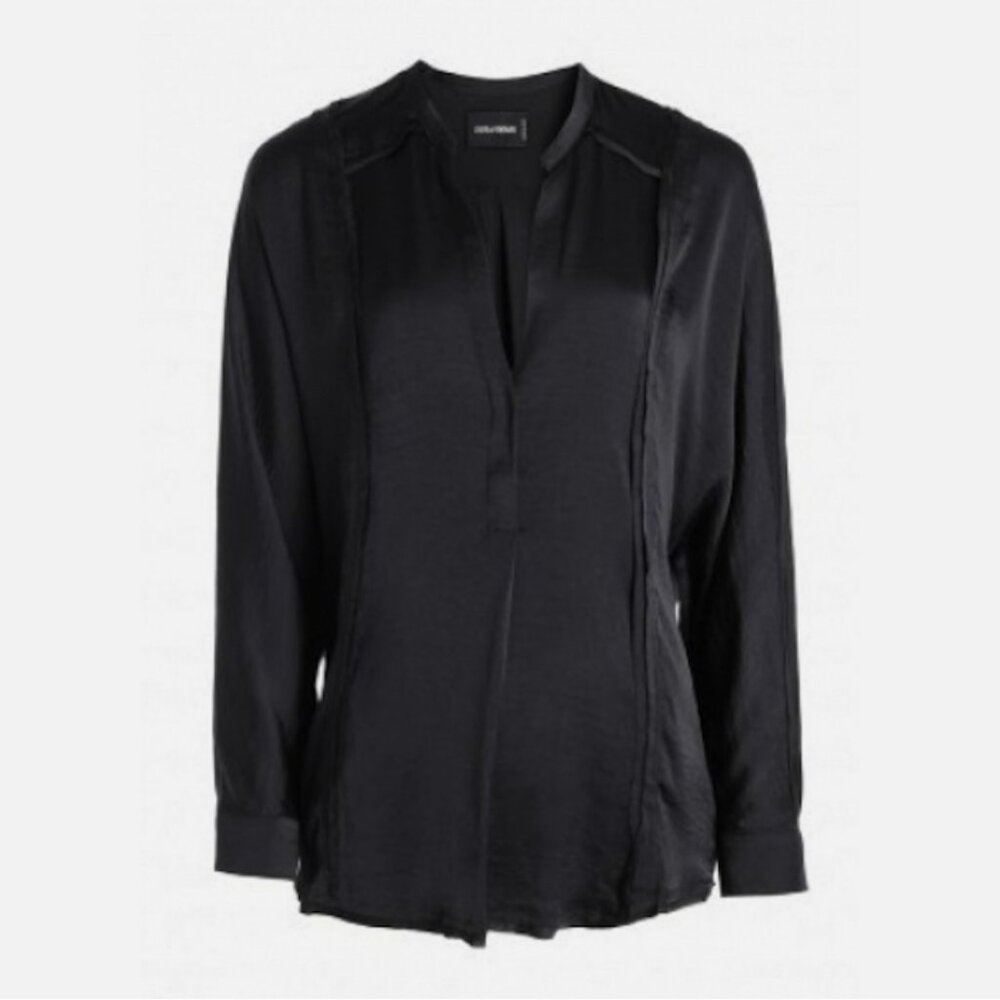 NWOT Zadig & Voltaire Black Tink Satin Tunic Blouse